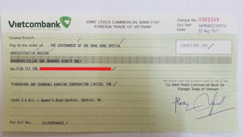 Séc rút tiền mặt Vietcombank được biết đến là văn kiện